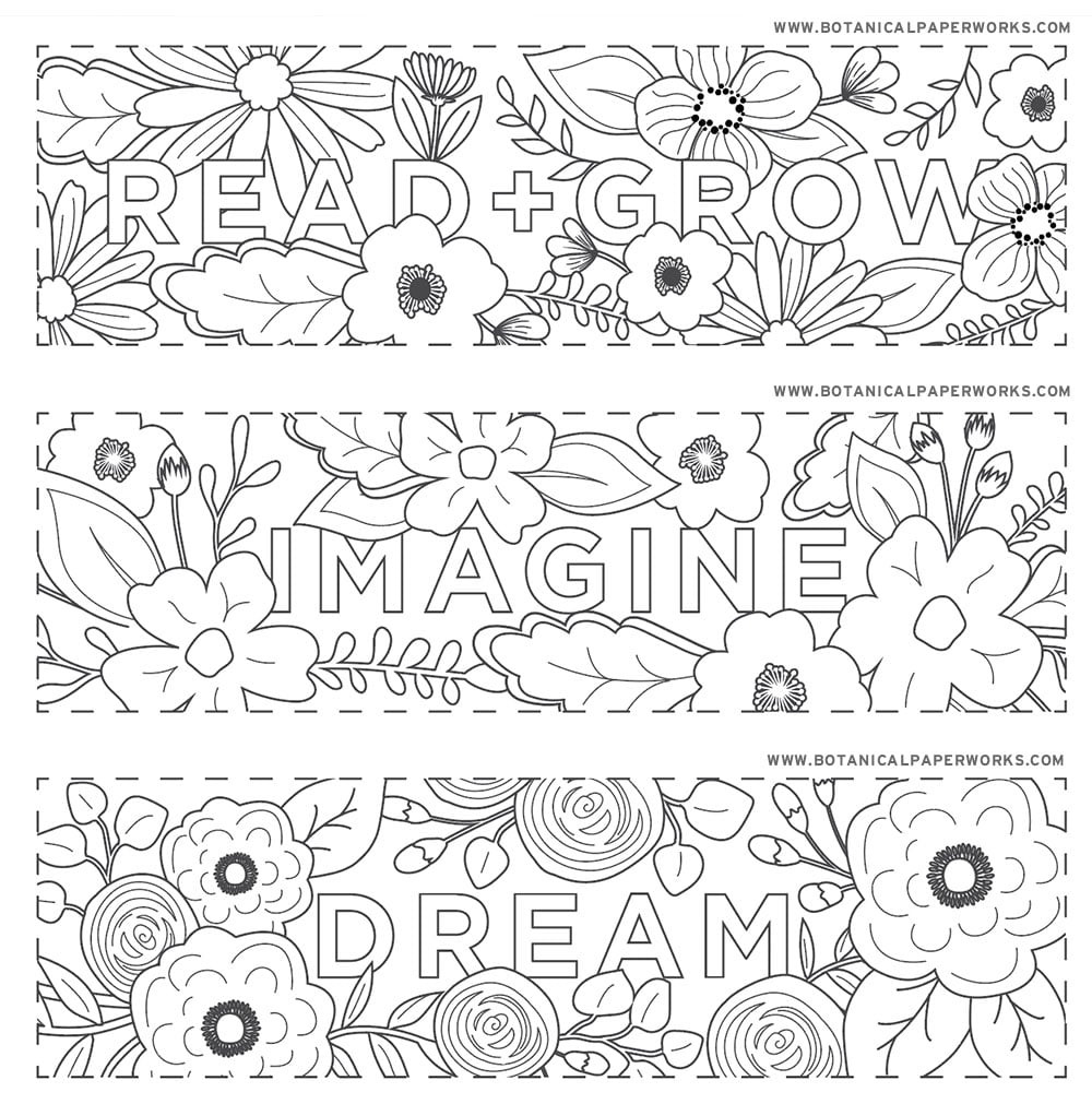Free Printables Read Grow Coloring Bookmarks For Back to School Botanical PaperWorks Free Printables Read Grow Coloring Bookmarks For Back to School Botanical PaperWorks