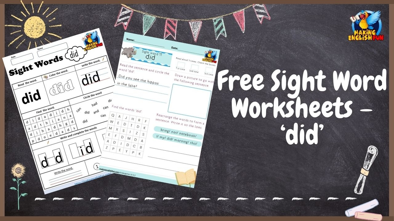 FREE Sight Word Worksheets DidMaking English Fun