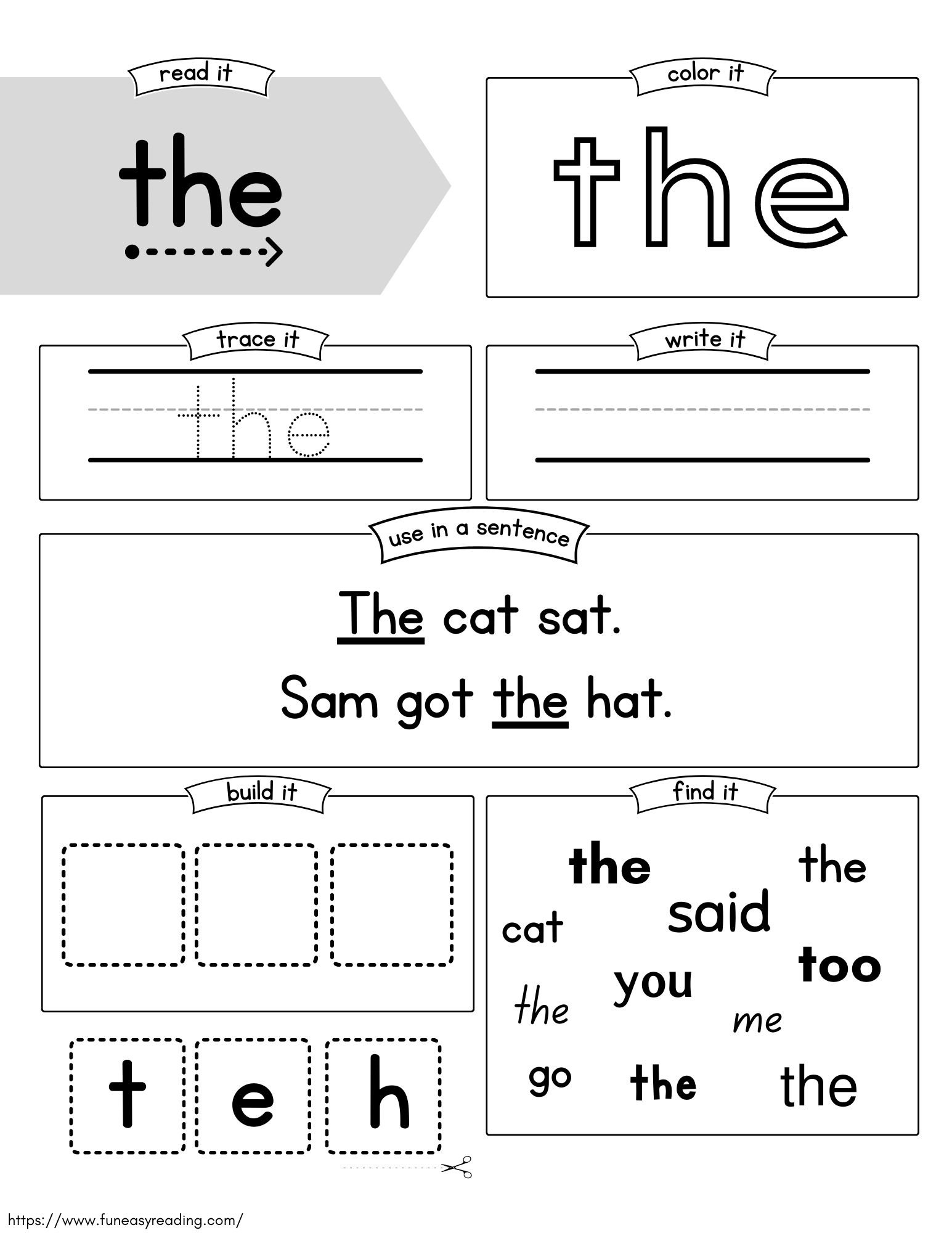 free worksheets for sight words