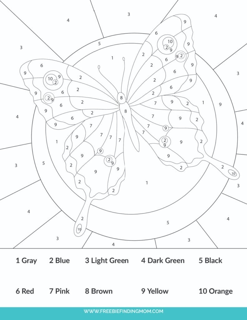 color by number printable easy