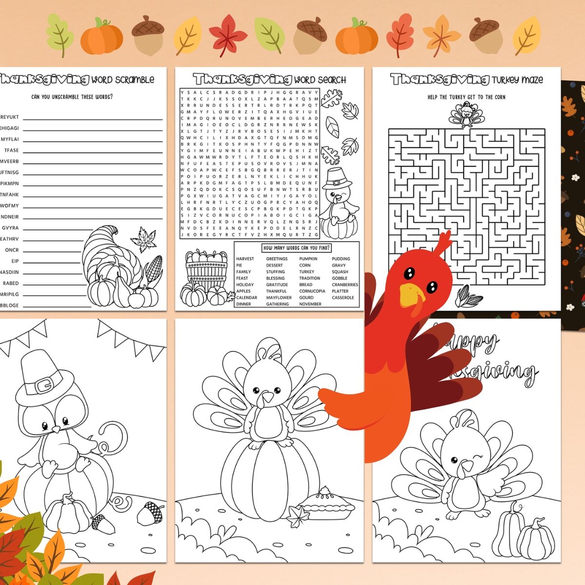 free printable thanksgiving activity sheets