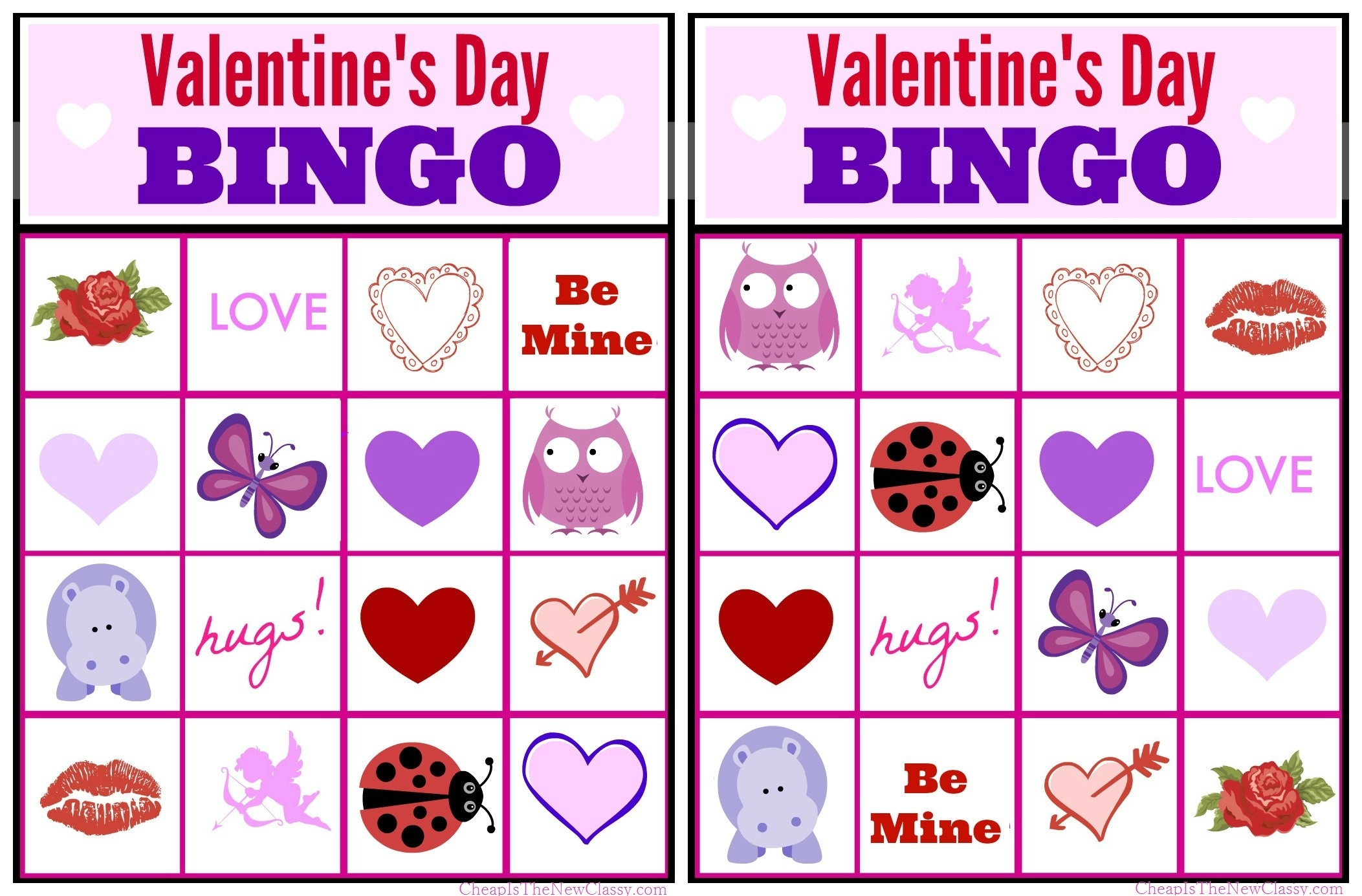 Free Valentine Bingo Game Printable Collection For Kids ValentinesDay Cheap Is The New Classy