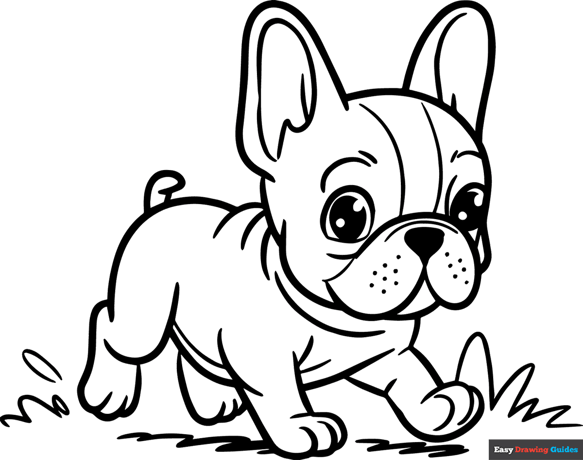 French Bulldog Puppy Running Coloring Page Easy Drawing Guides