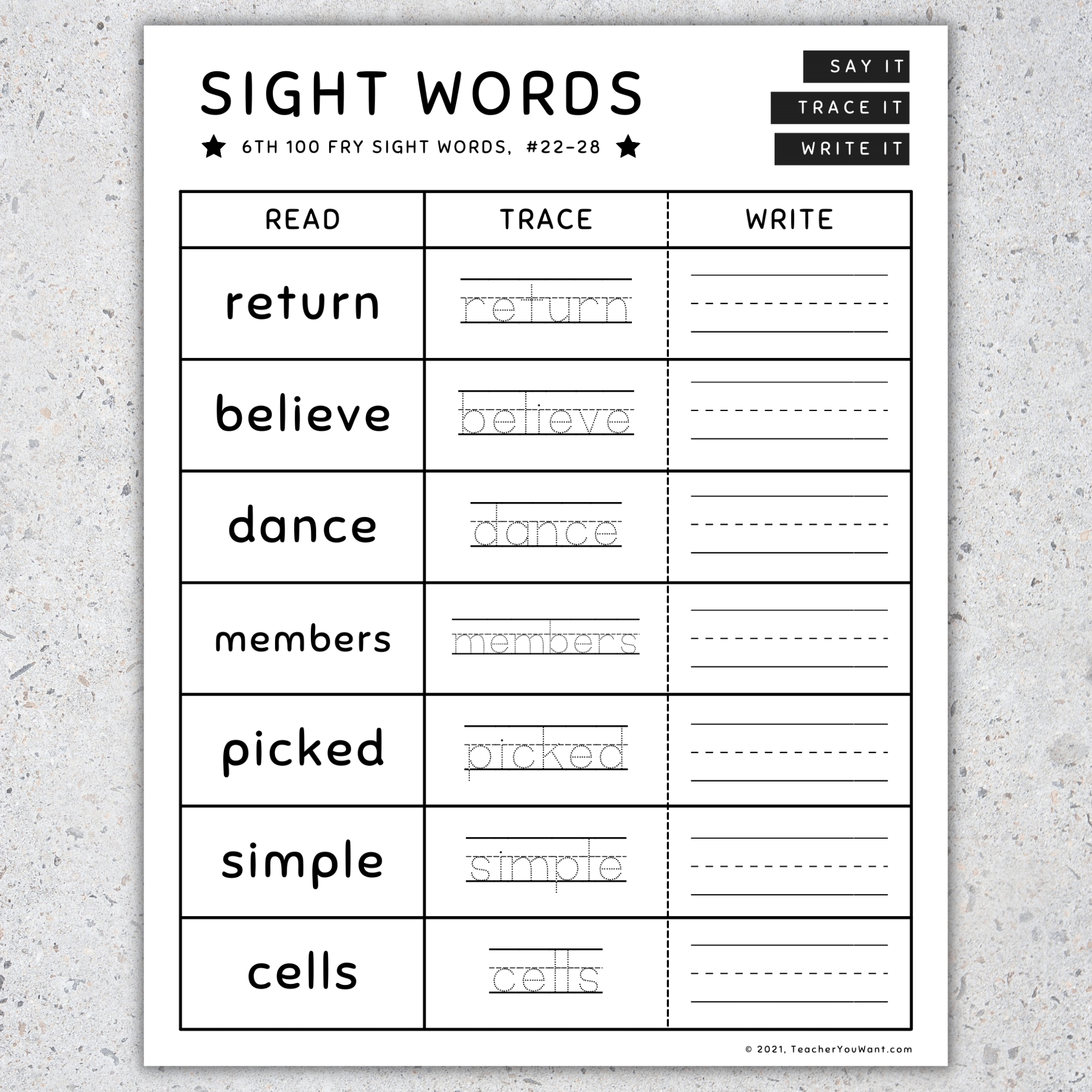 Fry Sight Words Read Trace Write Worksheet 501 600 SET 4 Made By Teachers
