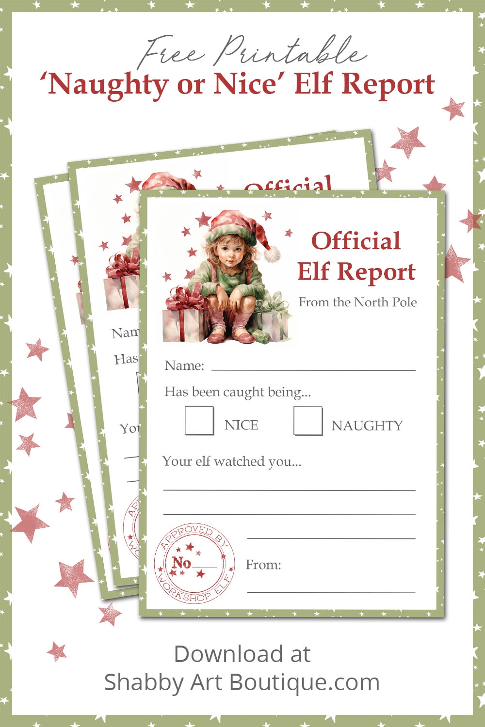 Get Ready For Christmas With The Naughty Or Nice Official Elf Report Shabby Art Boutique