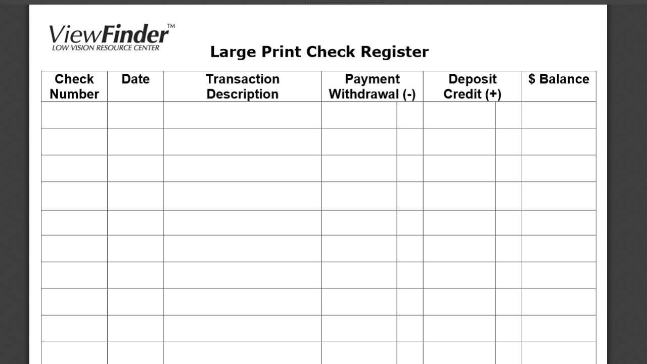 Giant Print Check Register Large Print Check Register Printable Free Free Printable Large Print Check Registers Giant Print Check Register Large Print Check Register Printable Free Free Printable Large Print Check Registers