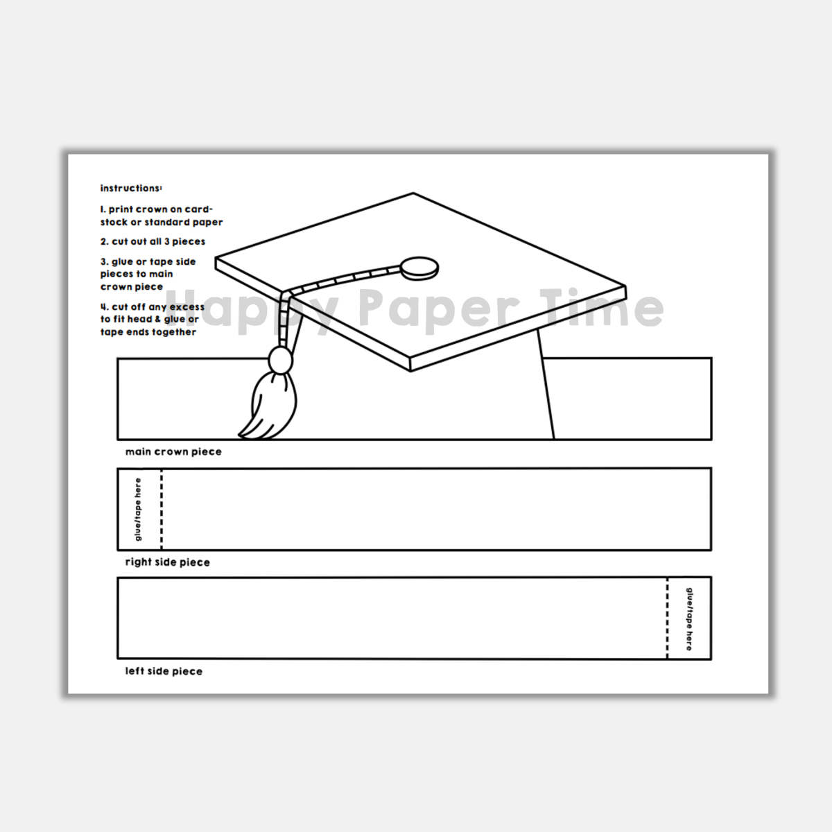 Graduation Hat Paper Headband Printable Coloring Made By Teachers