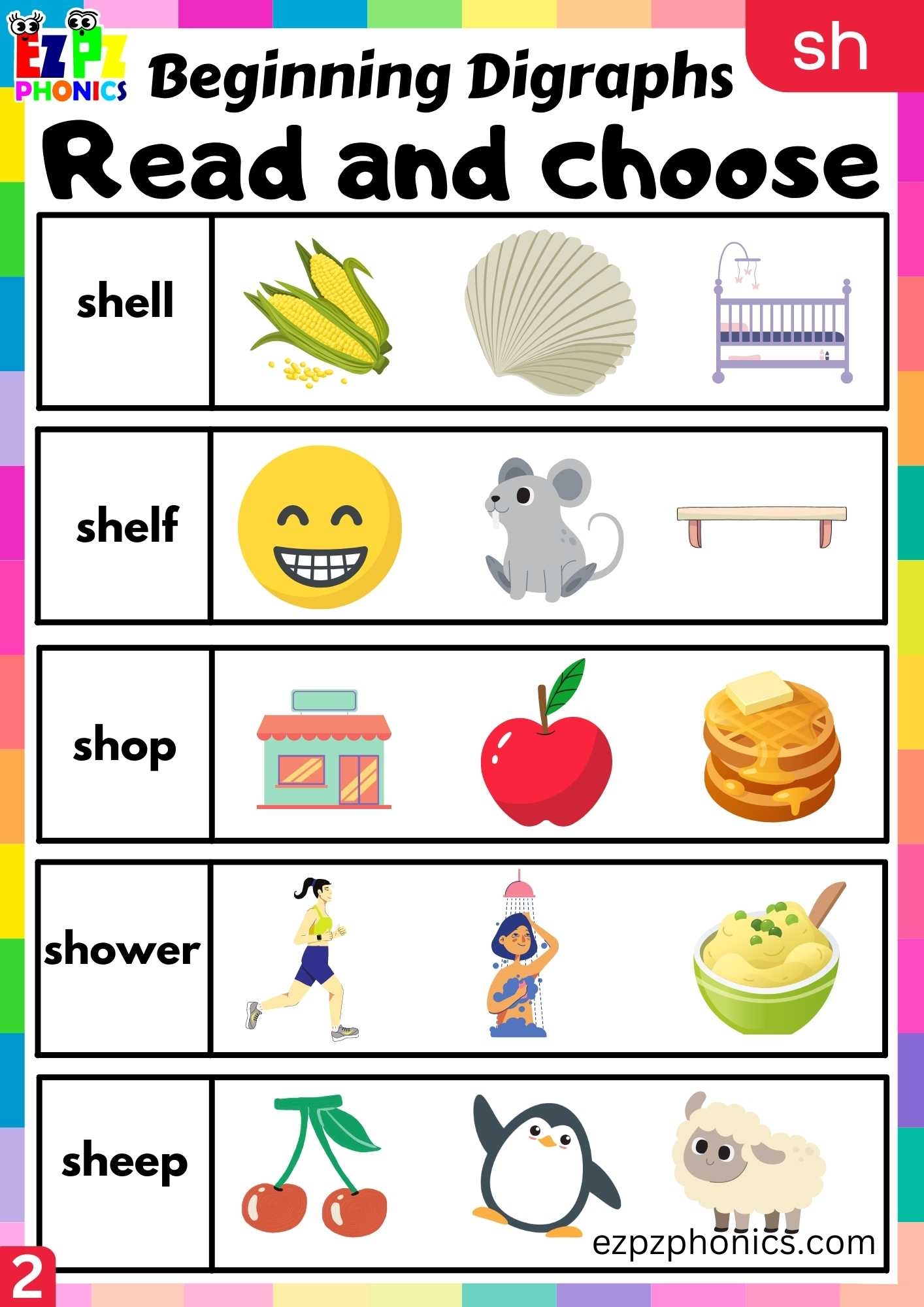 Group2 SH Words Read And Choose Consonant Digraphs Phonics Beginning Worksheet Ezpzphonics Group2 SH Words Read And Choose Consonant Digraphs Phonics Beginning Worksheet Ezpzphonics