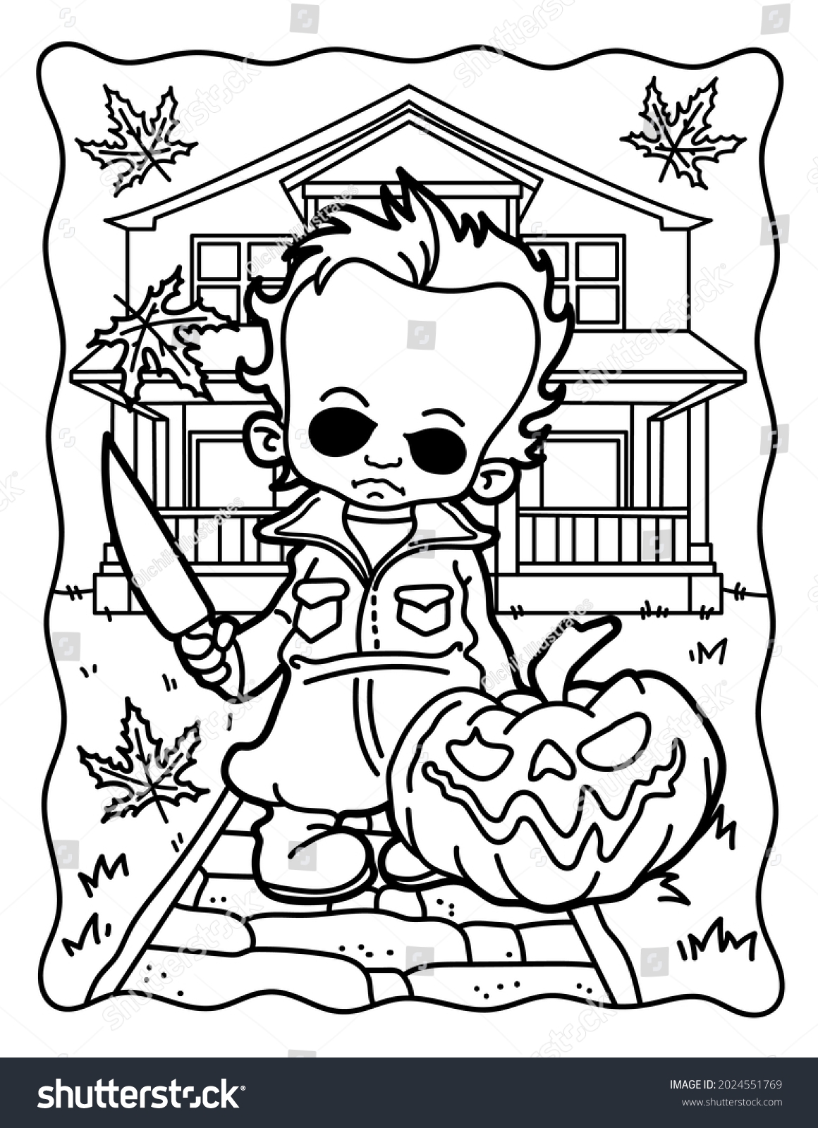 Guy Knife Pumpkin Coloring Book Halloween Stock Illustration 2024551769 Shutterstock