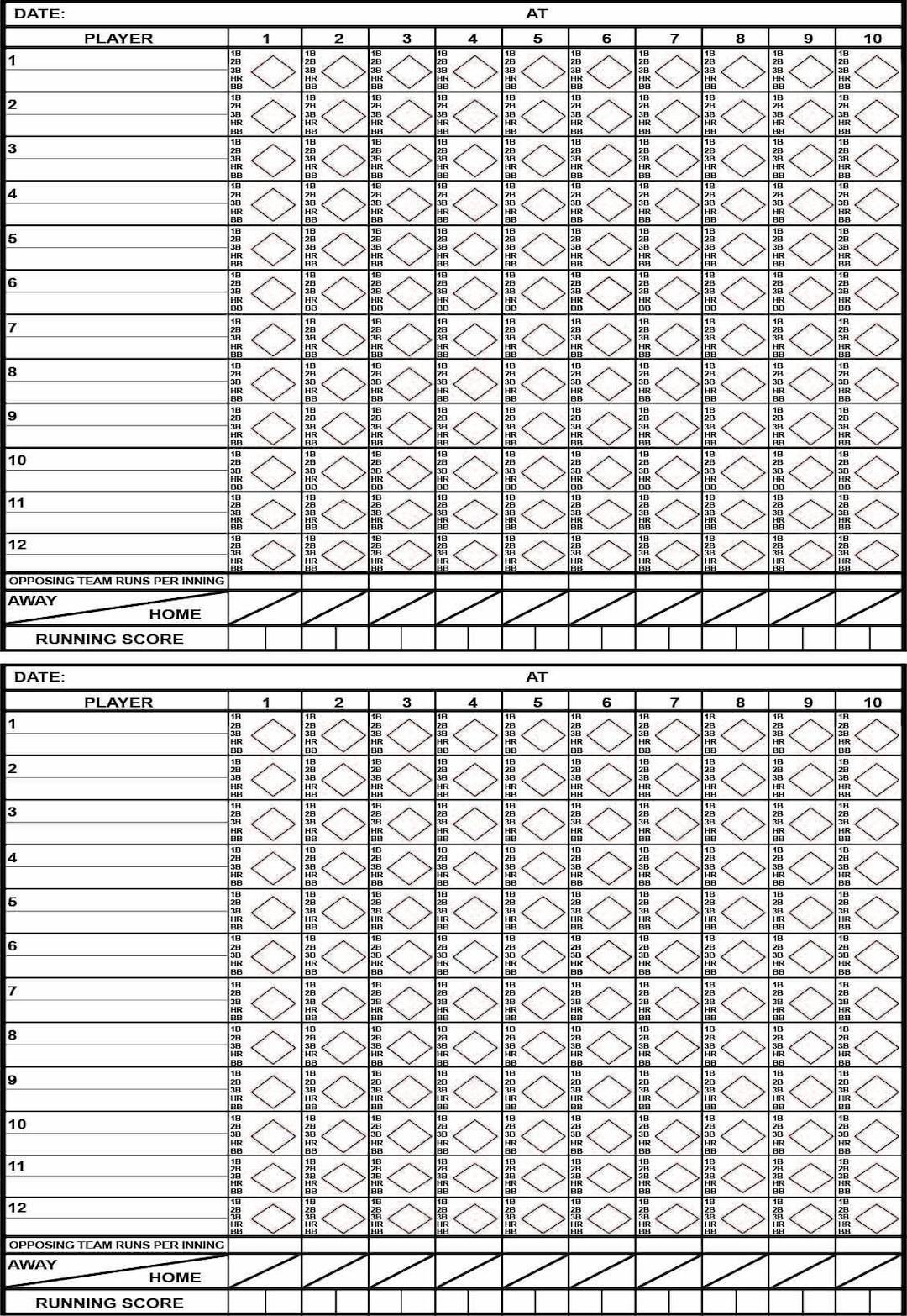 Half Sheet Baseball softball Scorecard Etsy Israel