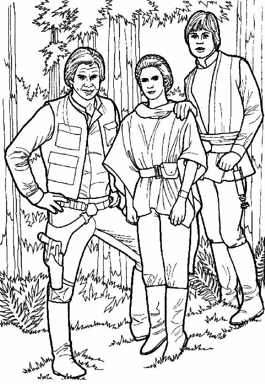 Han Solo Luke And Leila Star Wars Coloring Pages
