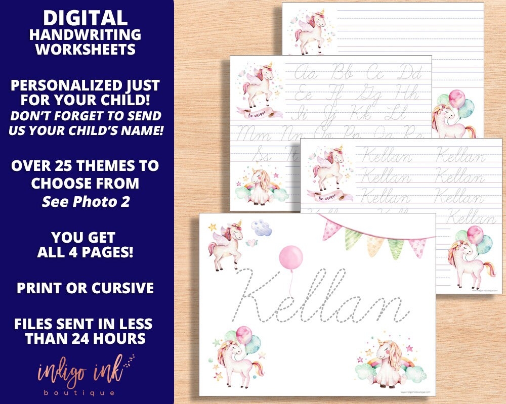 personalized handwriting sheets