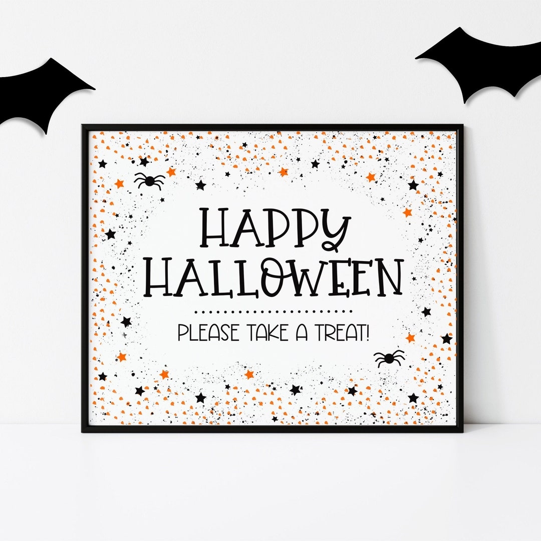Happy Halloween Sign For Party Dessert Table Employee Staff Appreciation Candy Bowl Sign For Front Door Porch Trunk Or Treat Printable Etsy