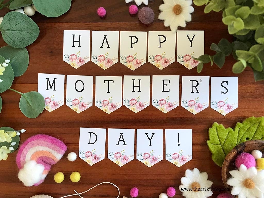 Happy Mother s Day Printable Banner Party Bunting Mom Garland Digital Download Mother s Day Banner Mother s Day Sign Party Decor Etsy
