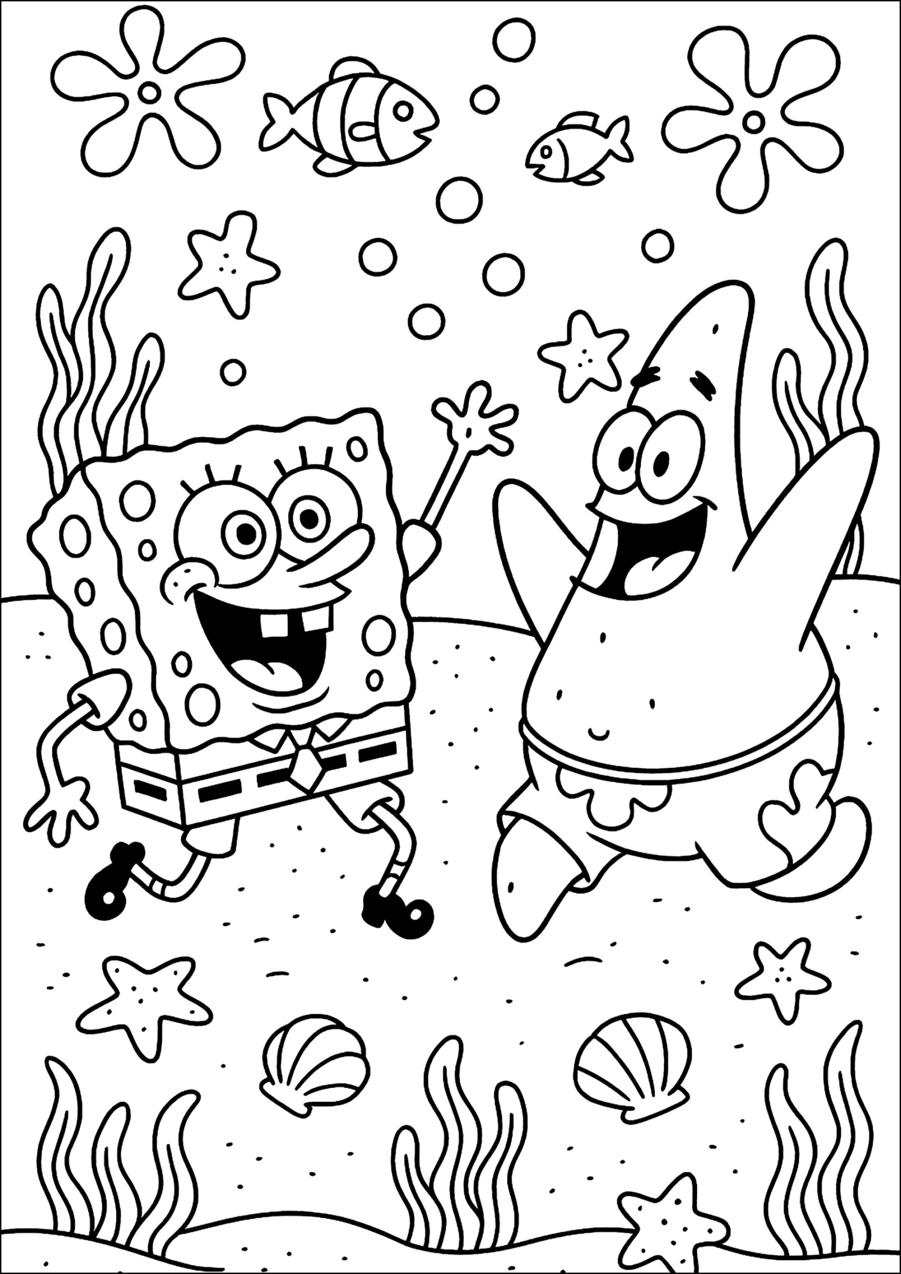 Happy Underwater Getaway SpongeBob Coloring Pages