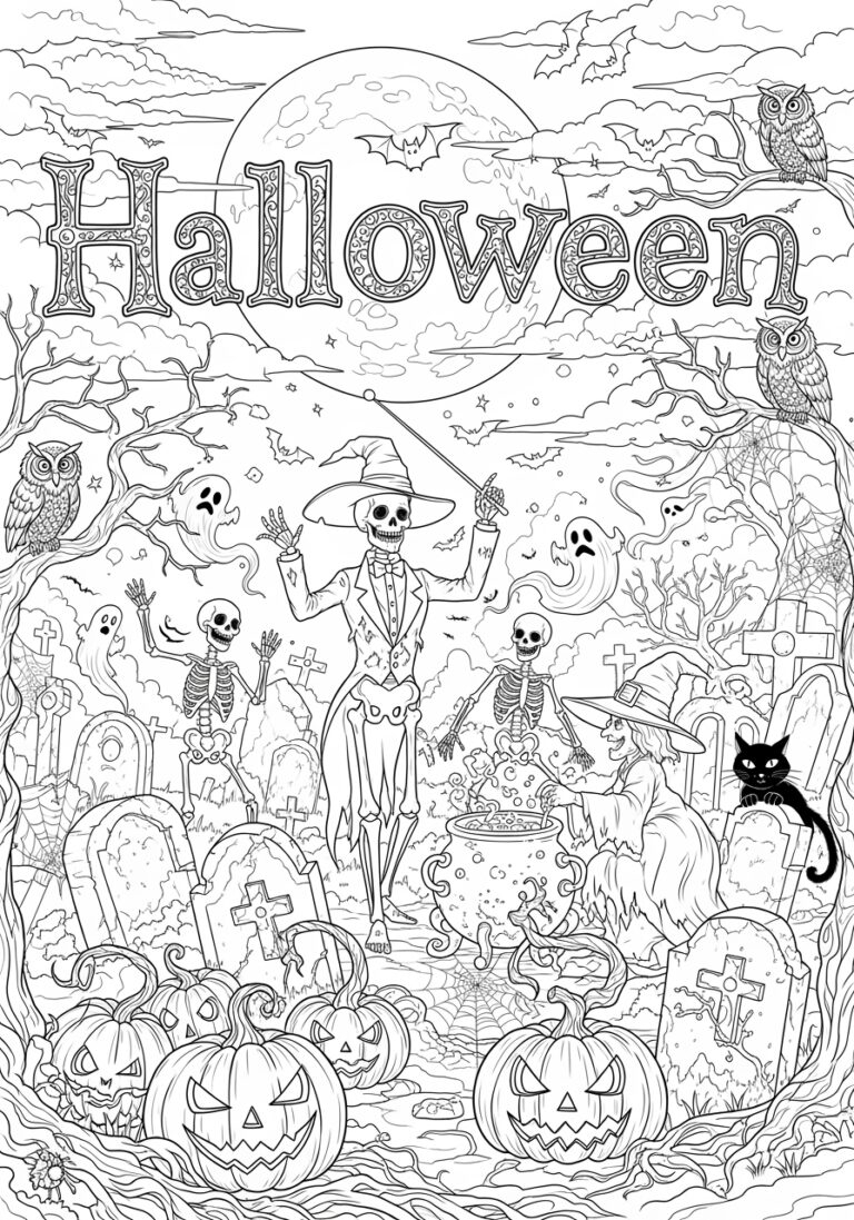Hard Halloween Coloring Page Printable For Kids Adults Hard Halloween Coloring Page Printable For Kids Adults