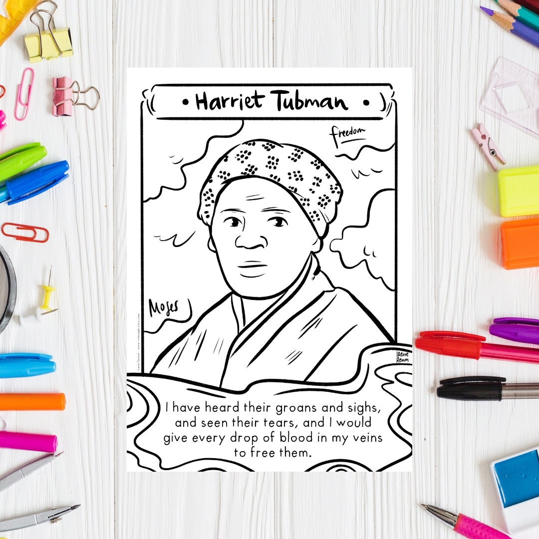 Harriet Tubman Coloring Page Black History Month Printable PDF Etsy
