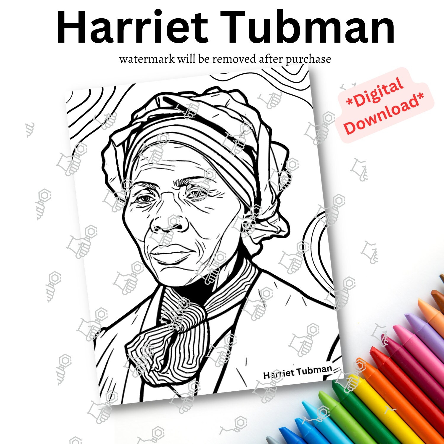 Harriet Tubman Coloring Page Famous African American Women Inspiring Women In History Women s Month Coloring Page Etsy