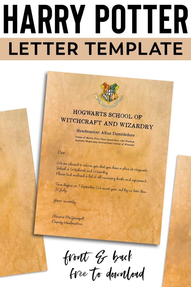 Harry Potter Letter Template Free To Download Harry Potter Letter Template Free To Download