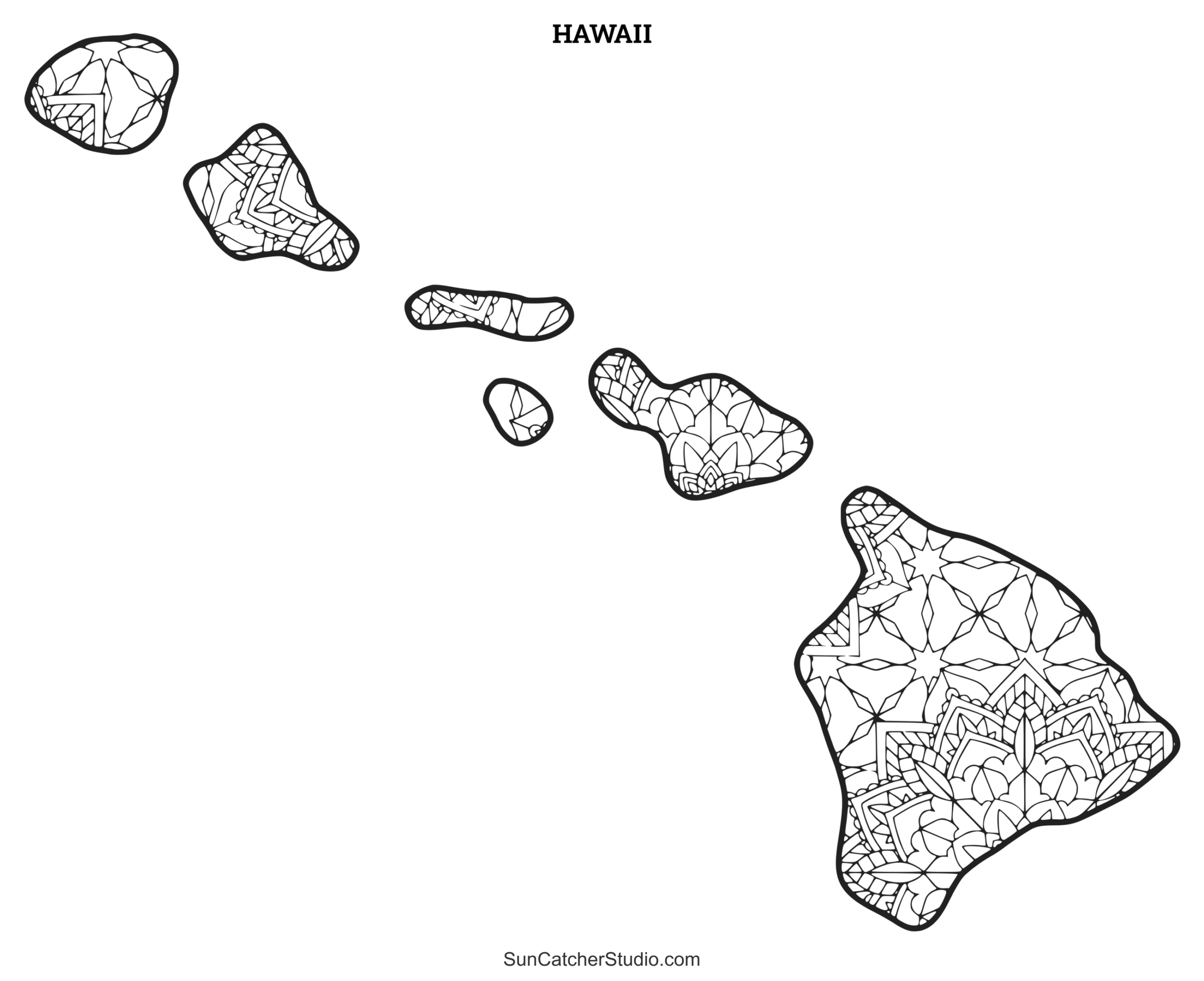 Hawaii Map Outline Printable State Shape Stencil Pattern Free Printables Lettering SVG Files Tools Apps