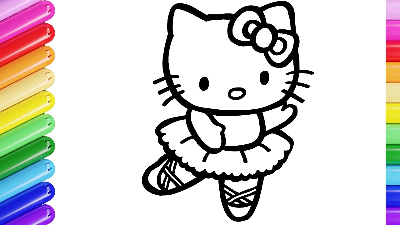 Hello Kitty Ballerina Drawing Painting And Coloring For Kids Toddlers How To Draw Paint Learn YouTube