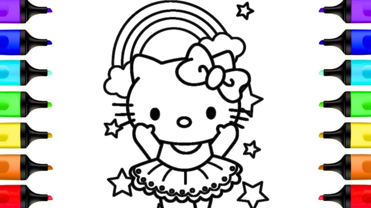 Hello Kitty Ballerina Rainbow Coloring Pages Hello Kitty Coloring Book Pages Art Sanrio YouTube