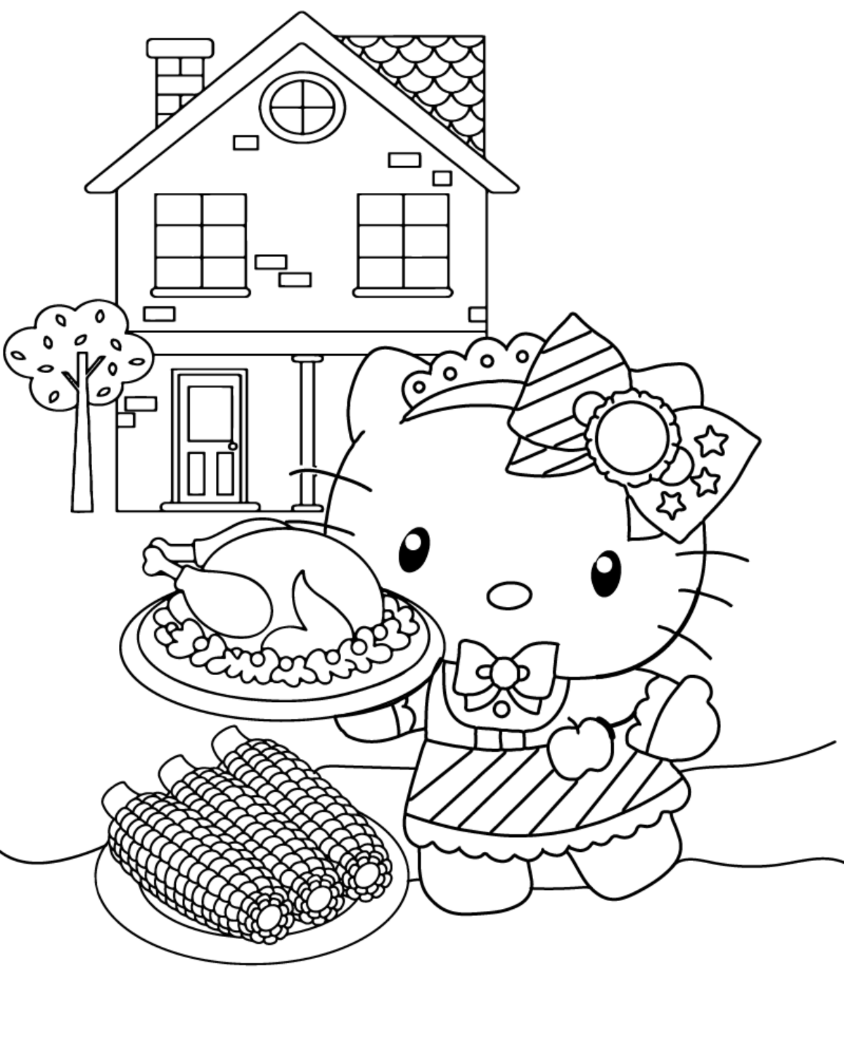 Hello Kitty Collectible Thanksgiving Coloring Page
