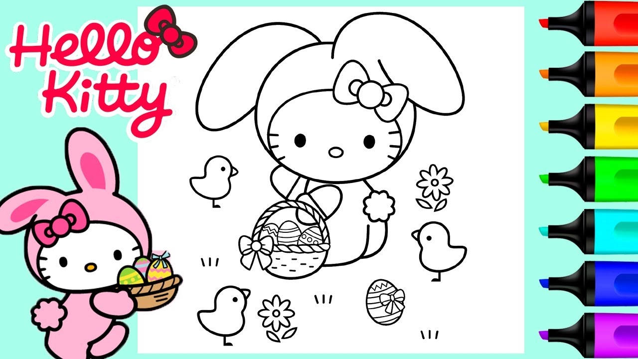 Hello Kitty Easter Bunny Coloring Pages Art And Coloring Fun YouTube