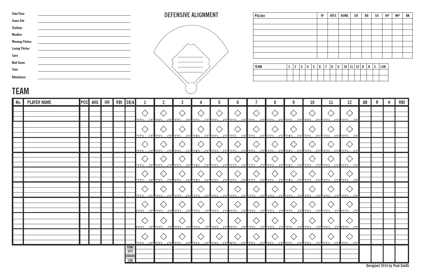 softball scoring sheet printable