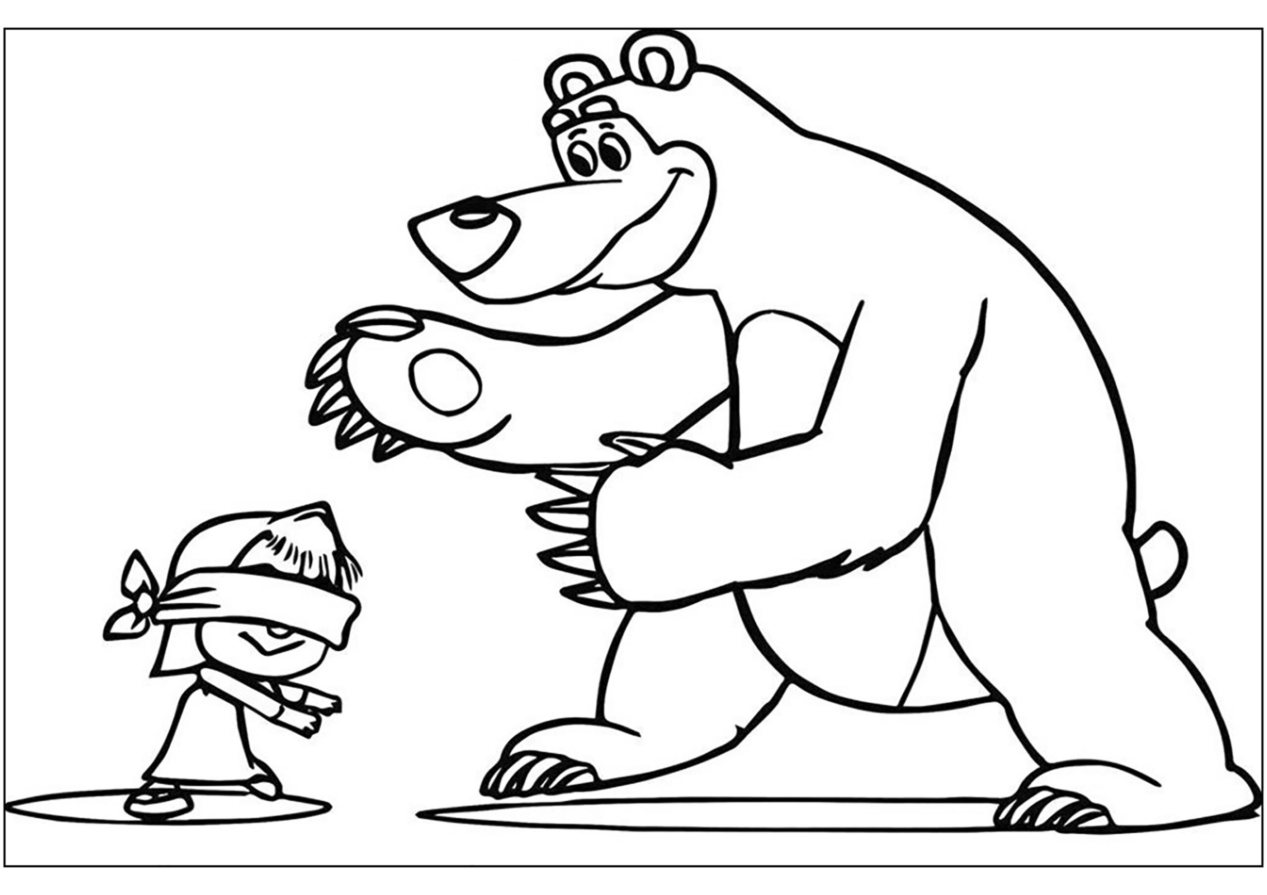Hide and seek Masha And The Bear Coloring Pages