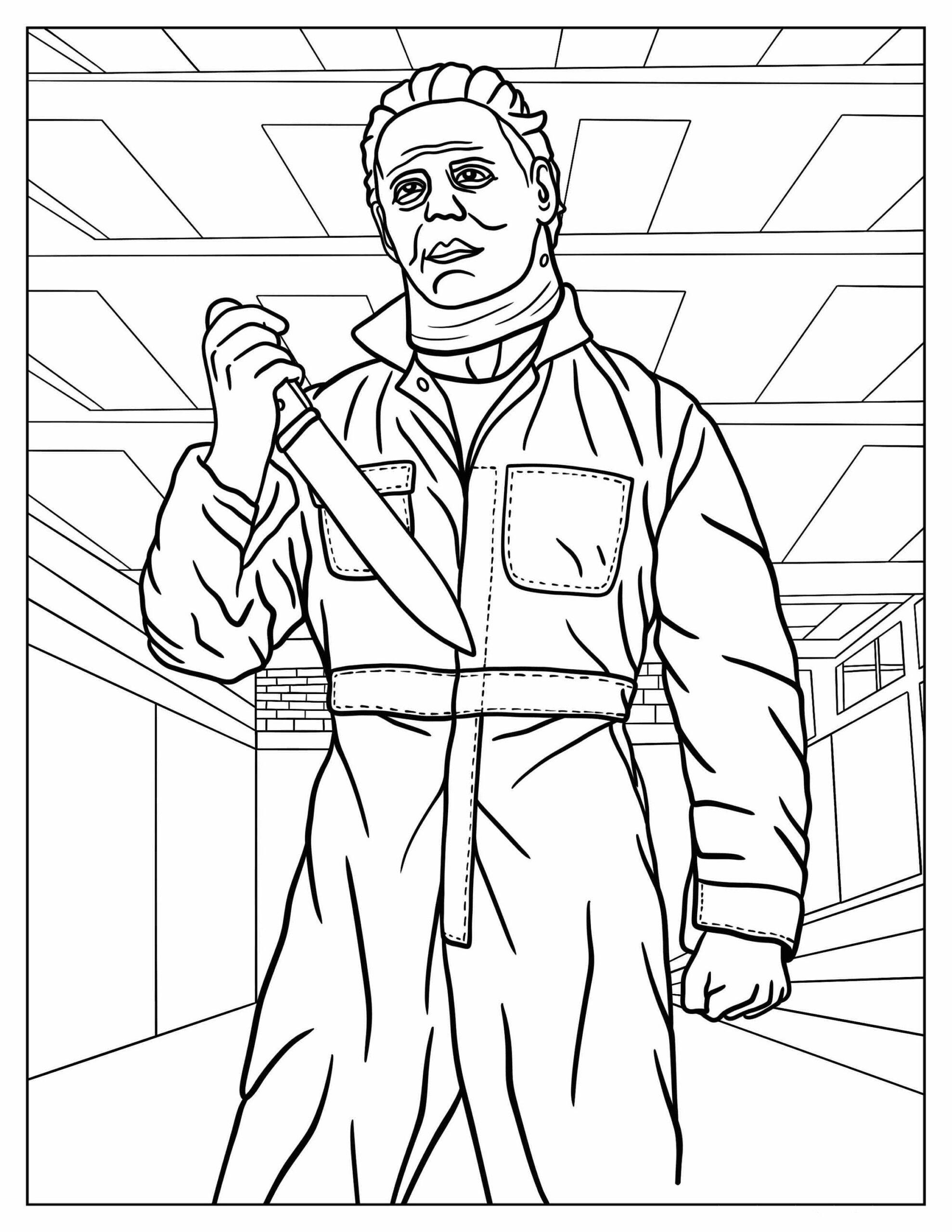 Horror Movie Inspired Coloring Pages Spooky Halloween Printable Activity PDF Instant Download Etsy