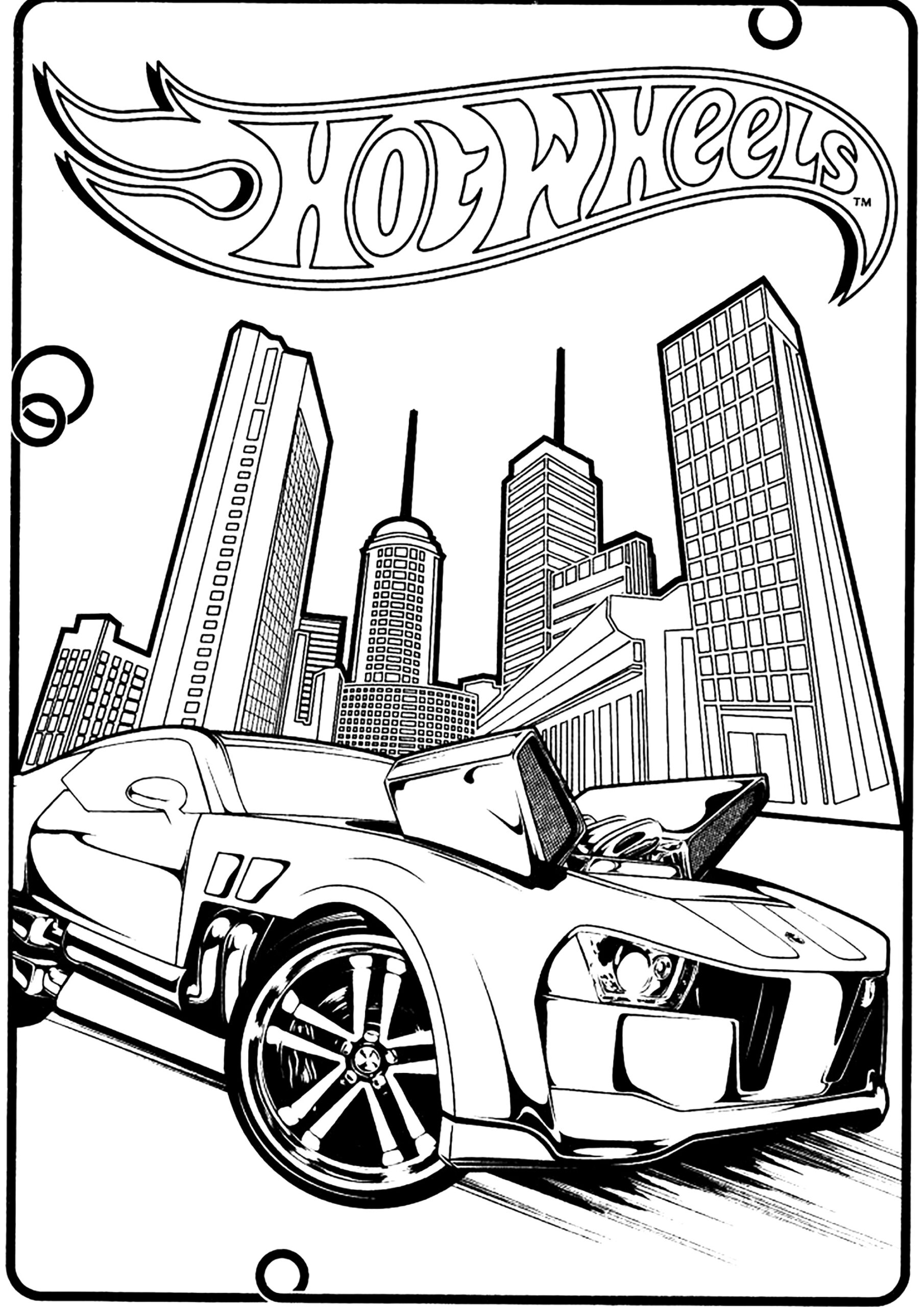 Hot Wheels Car In A Big City With Buildings Hot Wheels Coloring Pages