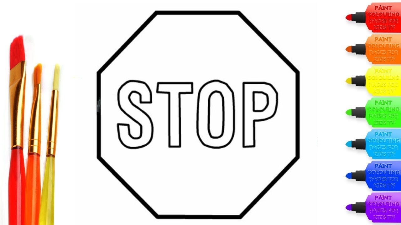 How To Draw Stop Sign Coloring Page For Kids I Learn Coloring Book With Stop Sign YouTube