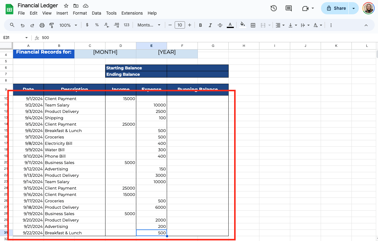 How To Organize Your Financial Records With A Google Sheets Ledger Template FileDrop