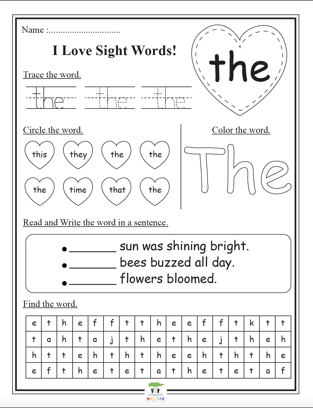 sight word i worksheet