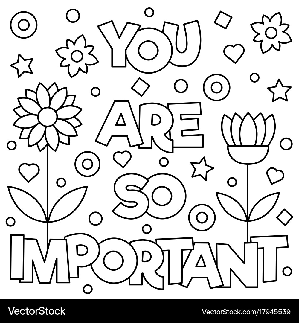 Important Words Coloring Page Royalty Free Vector VectorStock