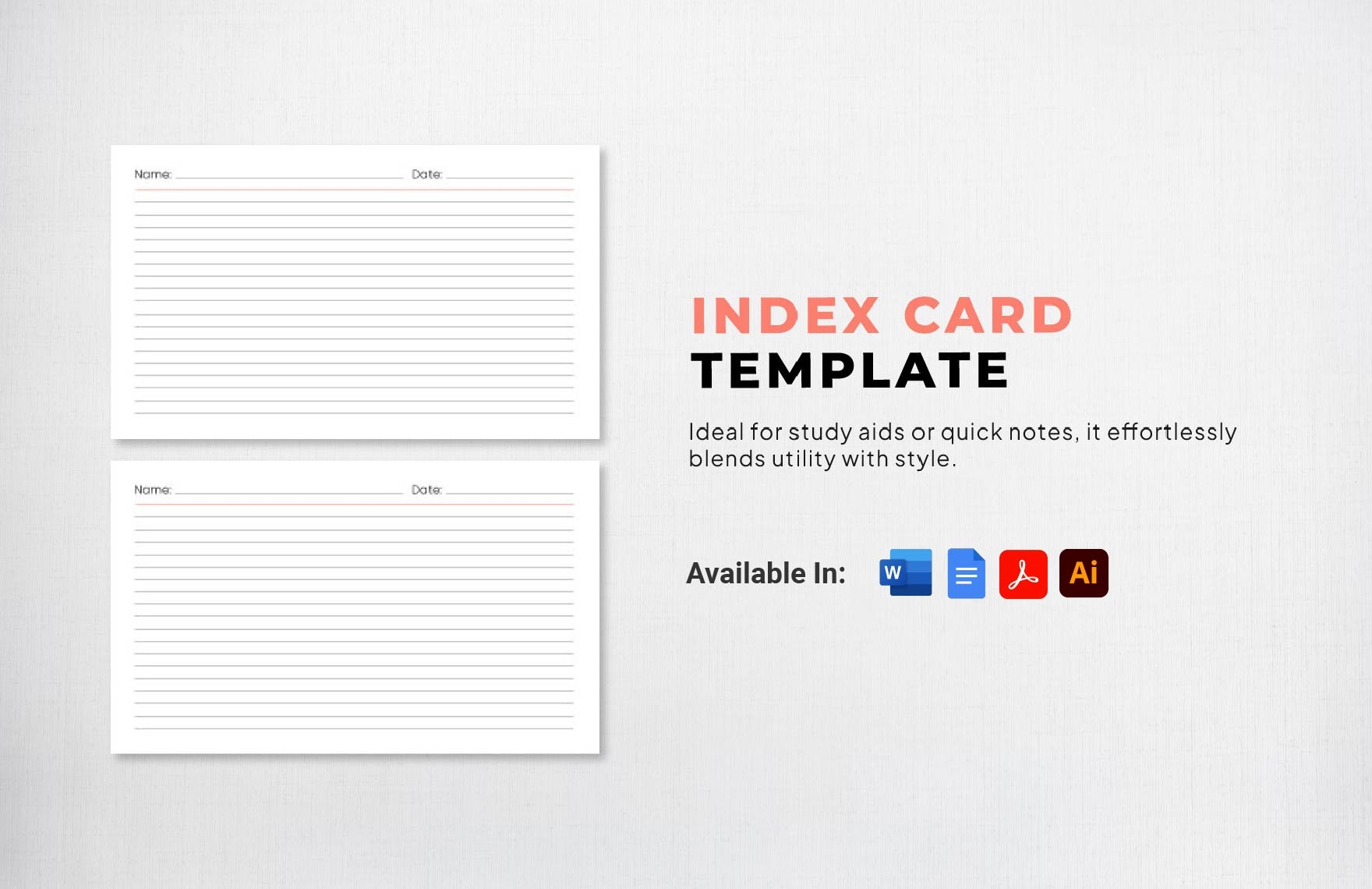 Index Card Template In Word Illustrator PDF Google Docs Download Template