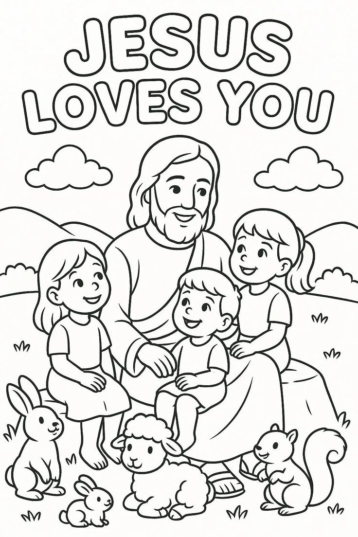 Jesus Loves You Coloring Page Christian Kids Bible Printable Sunday School Activity Religious Coloring Sheet For Children Etsy