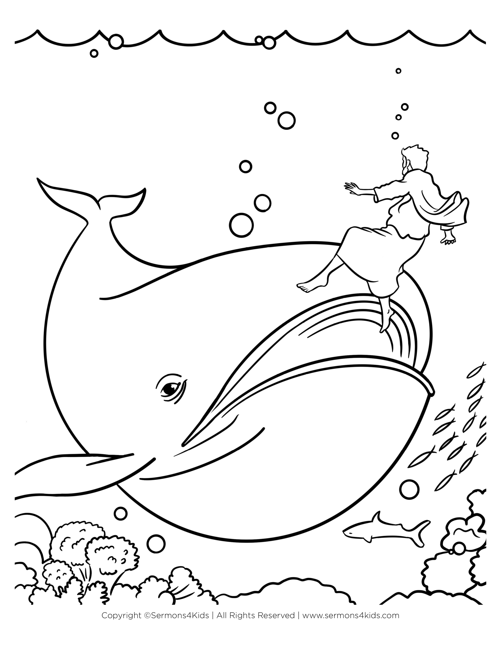 Jonah And The Whale Children s Coloring Page From Sermons4Kids S 