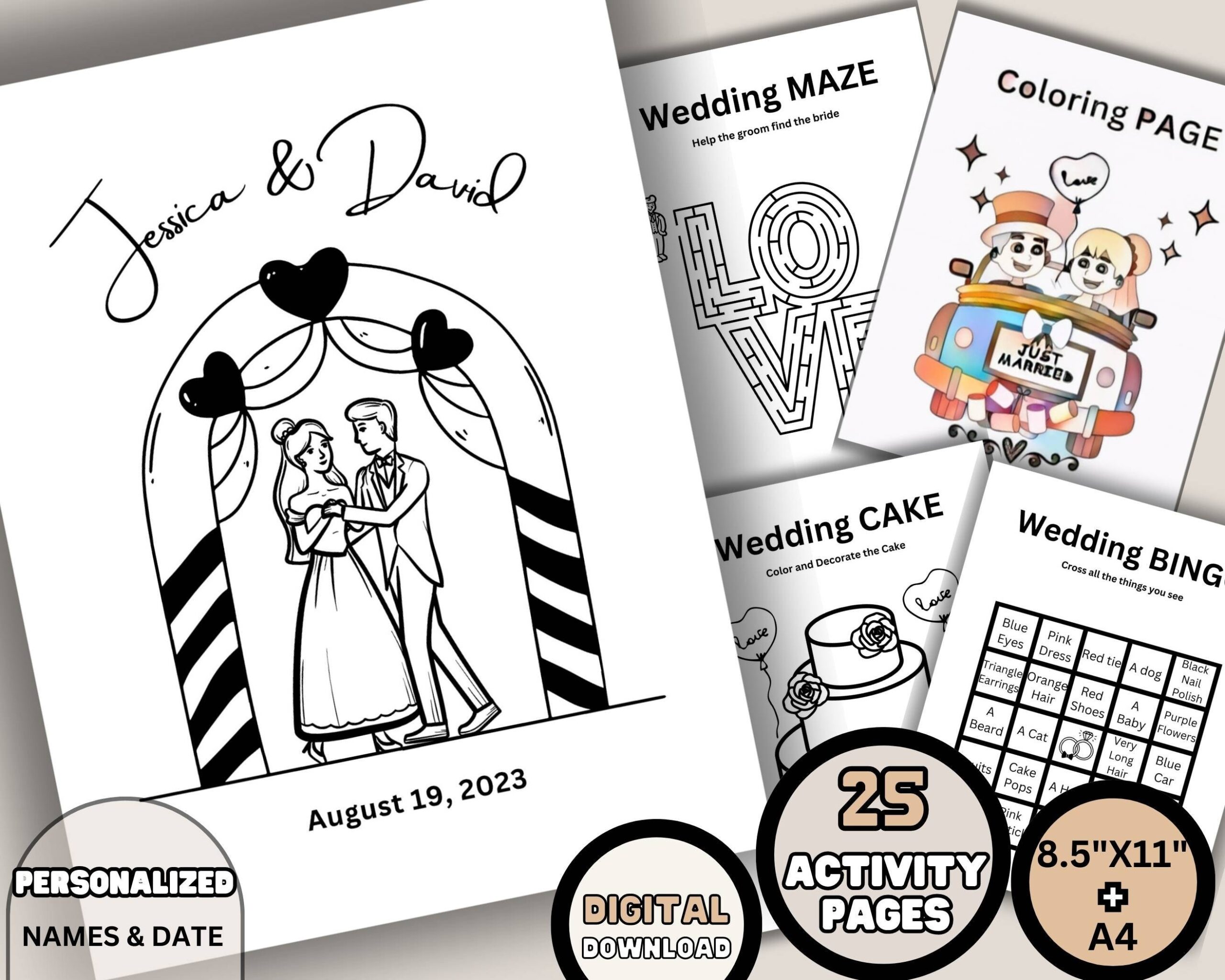 Kids Wedding Activity Book Printable Wedding Coloring Pages Children Wedding Activities Digital Download Etsy