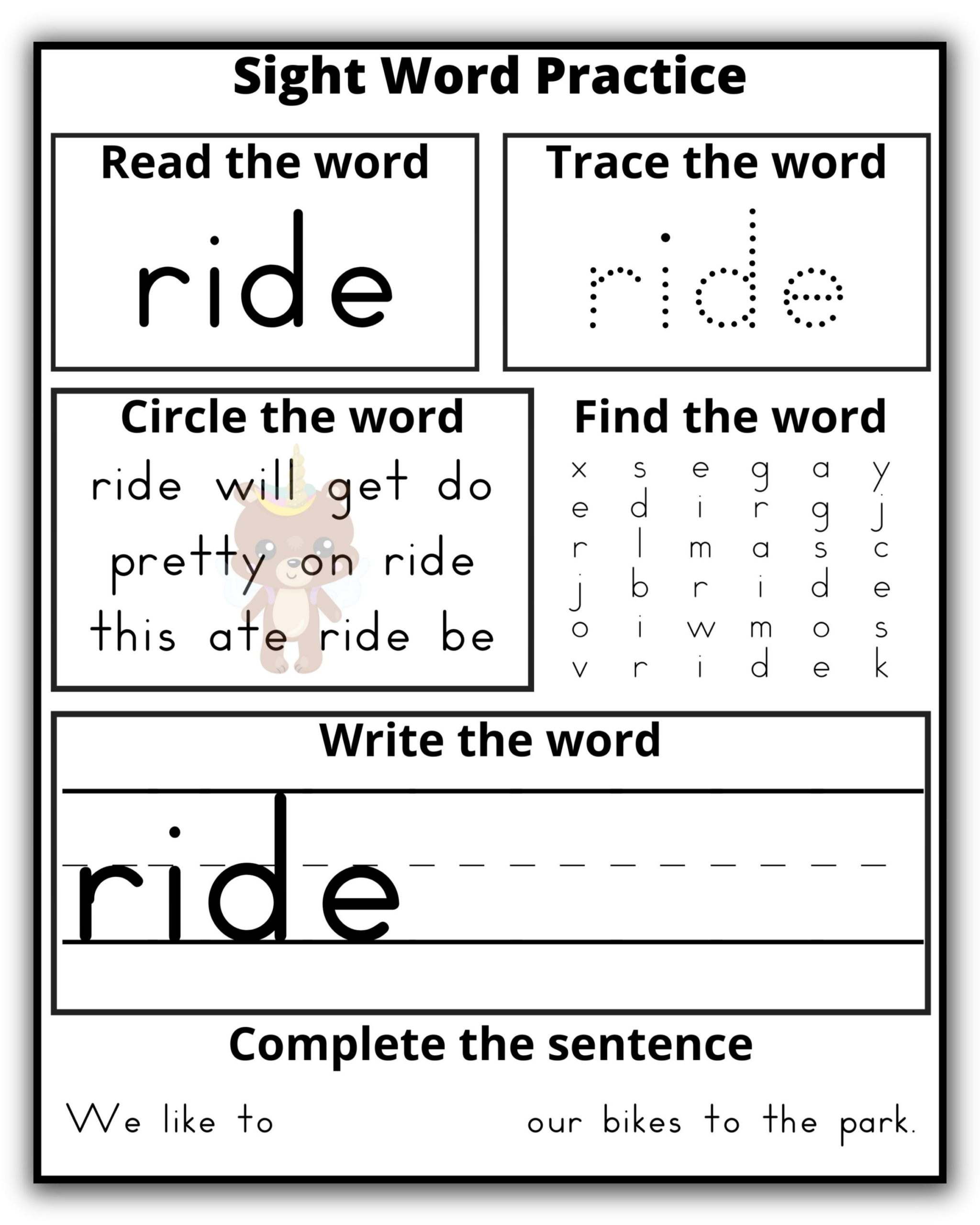 get sight word worksheet