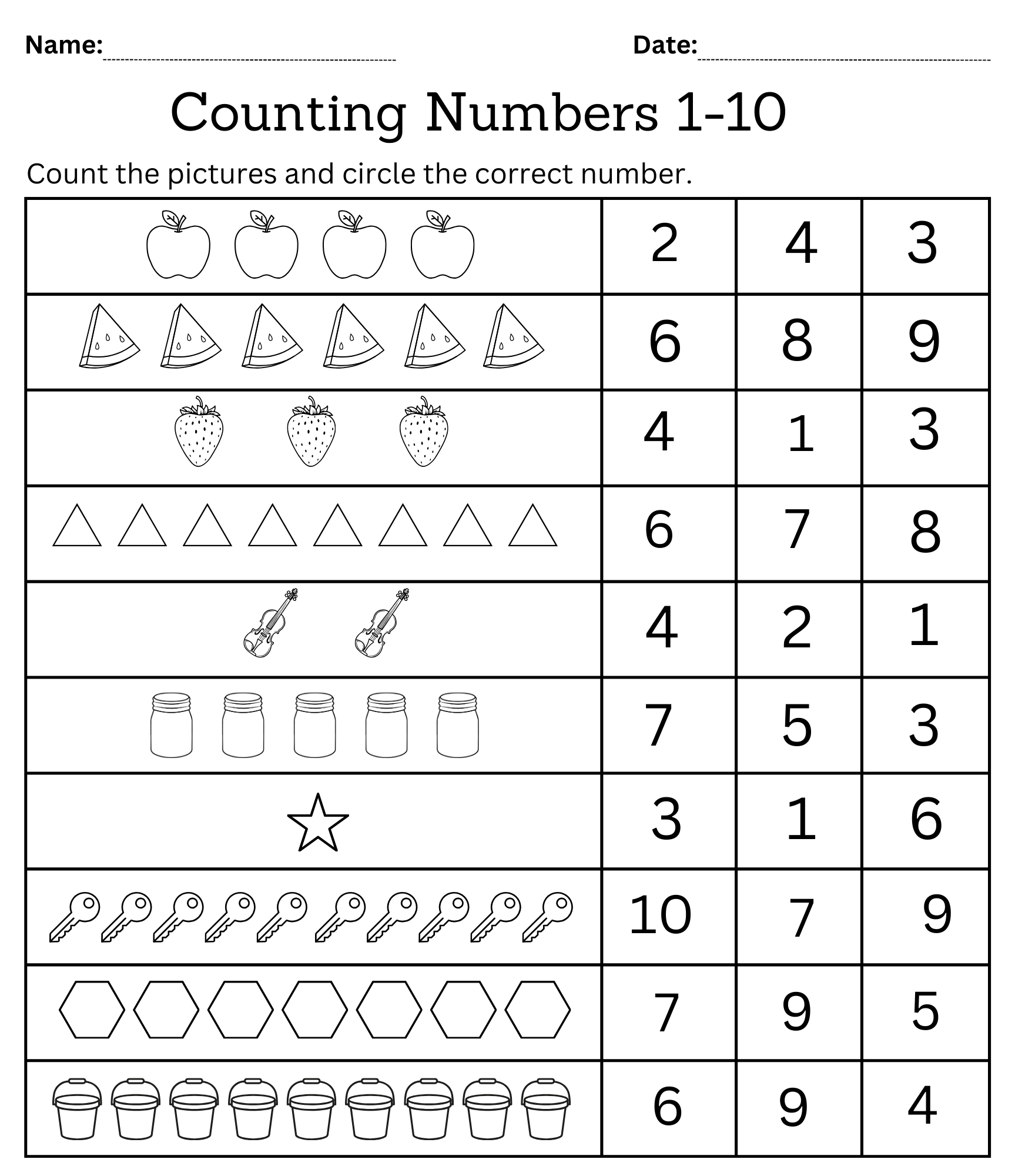 Kindergarten Math Counting Objects Worksheets 1 10 Black And White Teaching Resources Kindergarten Math Counting Objects Worksheets 1 10 Black And White Teaching Resources