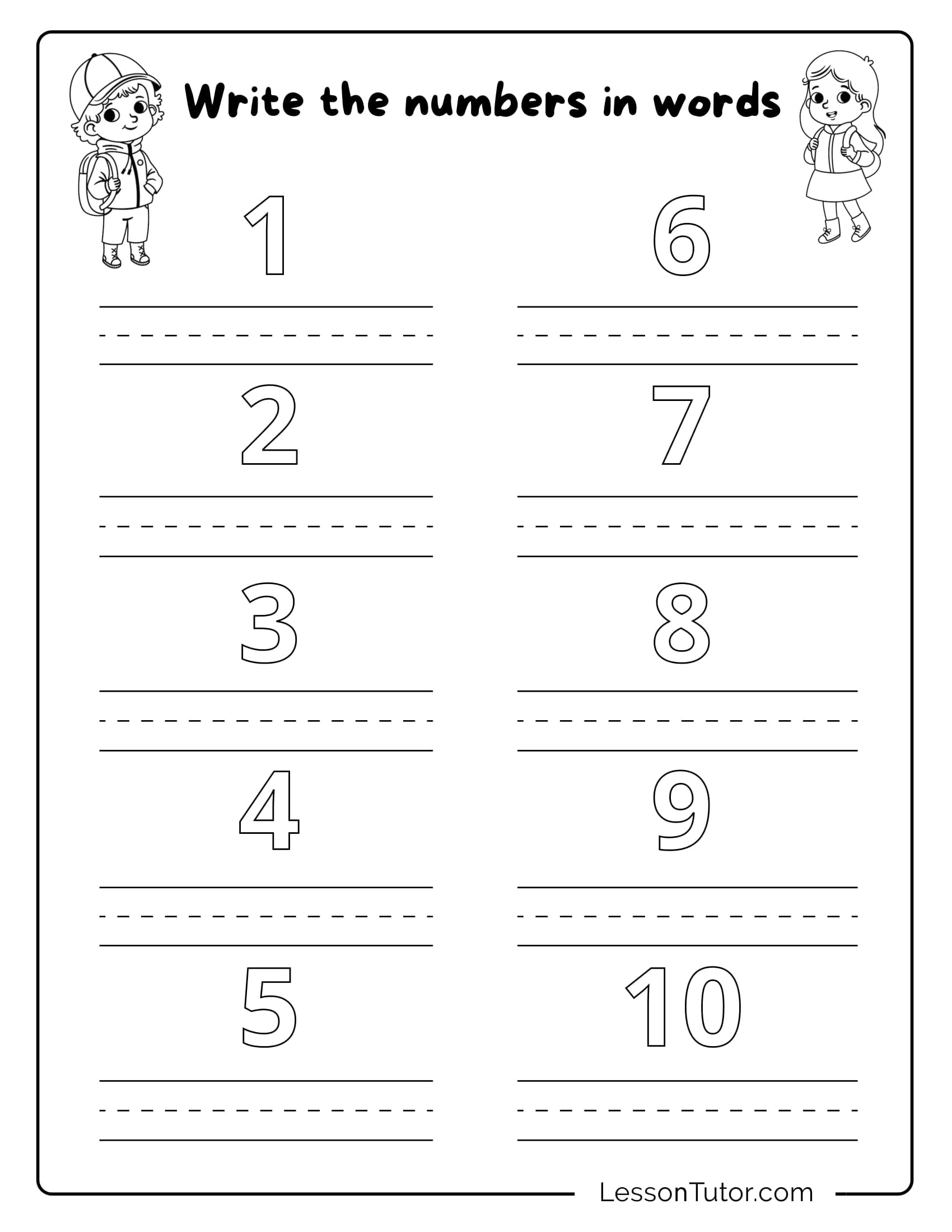 numbers into words worksheet