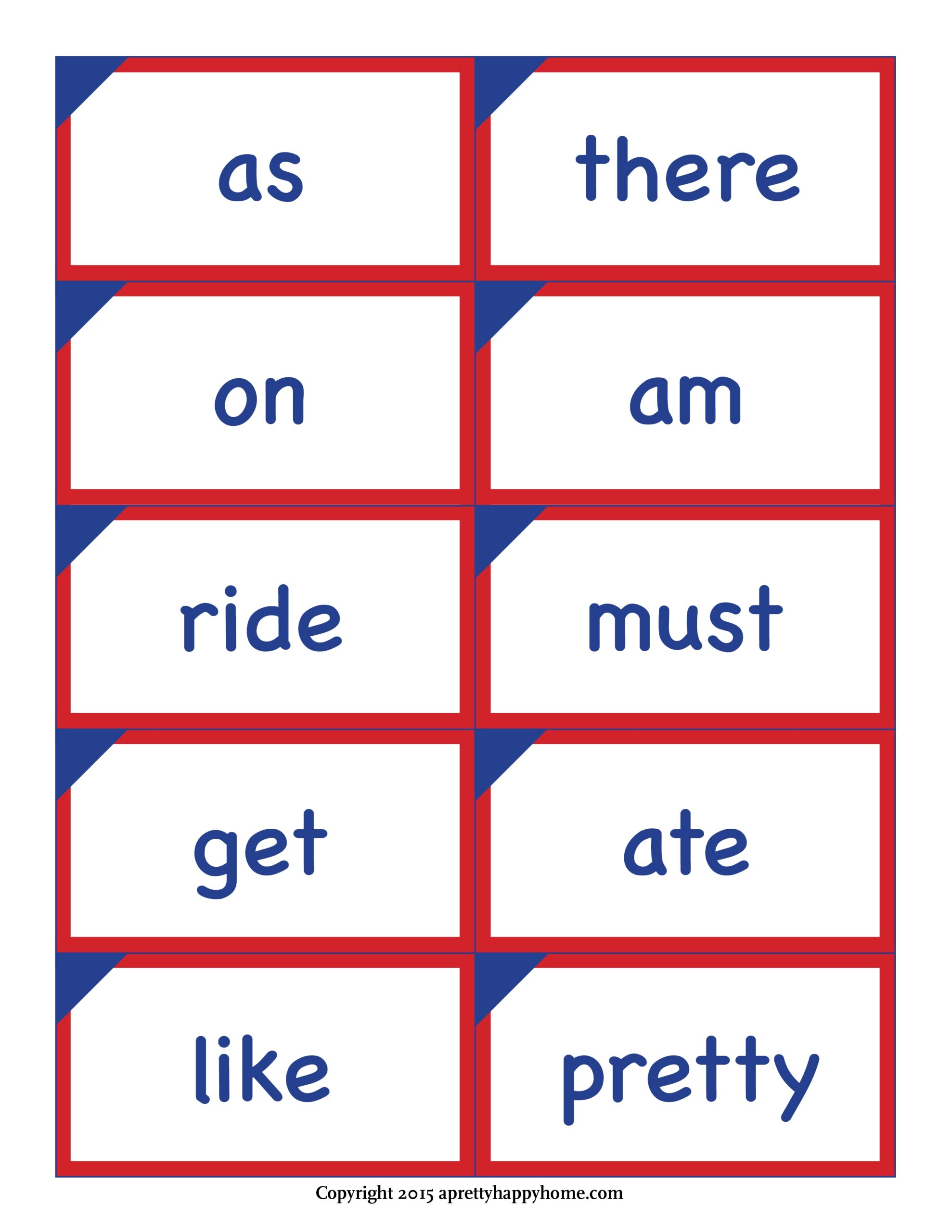 sight words for kindergarten printable