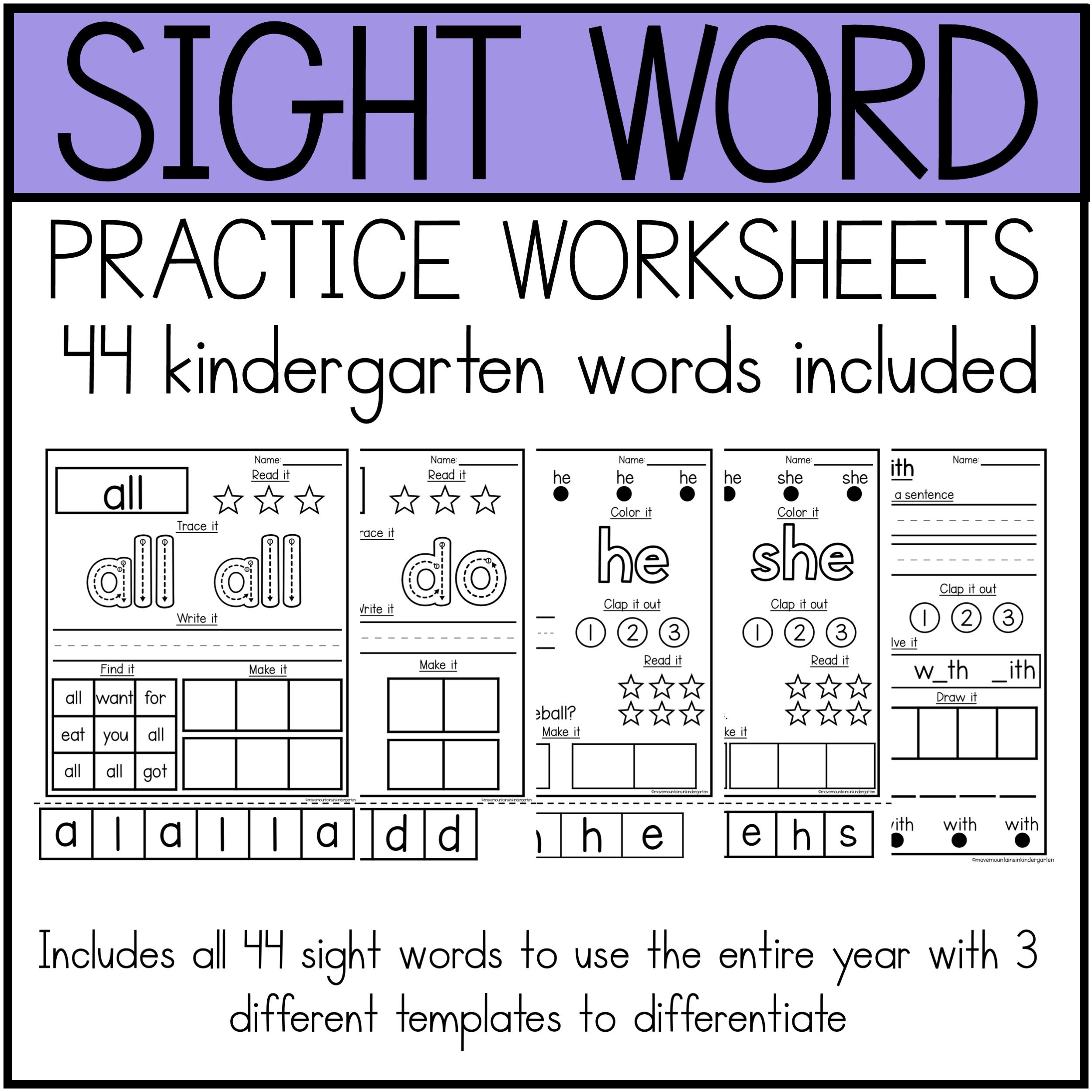 sight word worksheets for kindergarten sight word worksheets for kindergarten