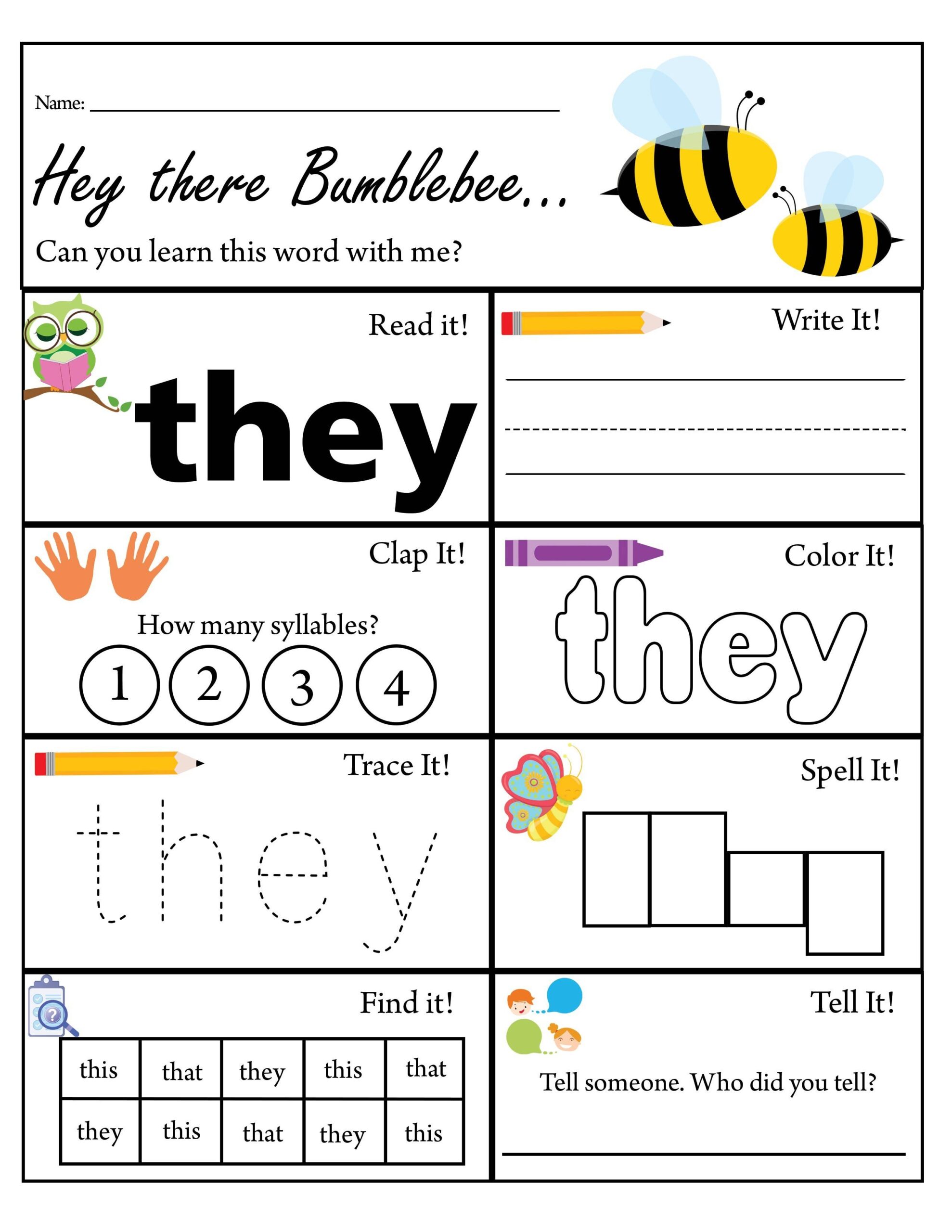 sight word the worksheets