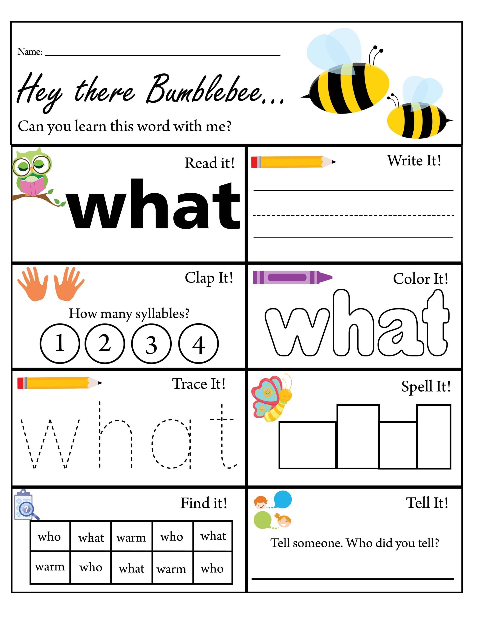 sight word worksheets kindergarten