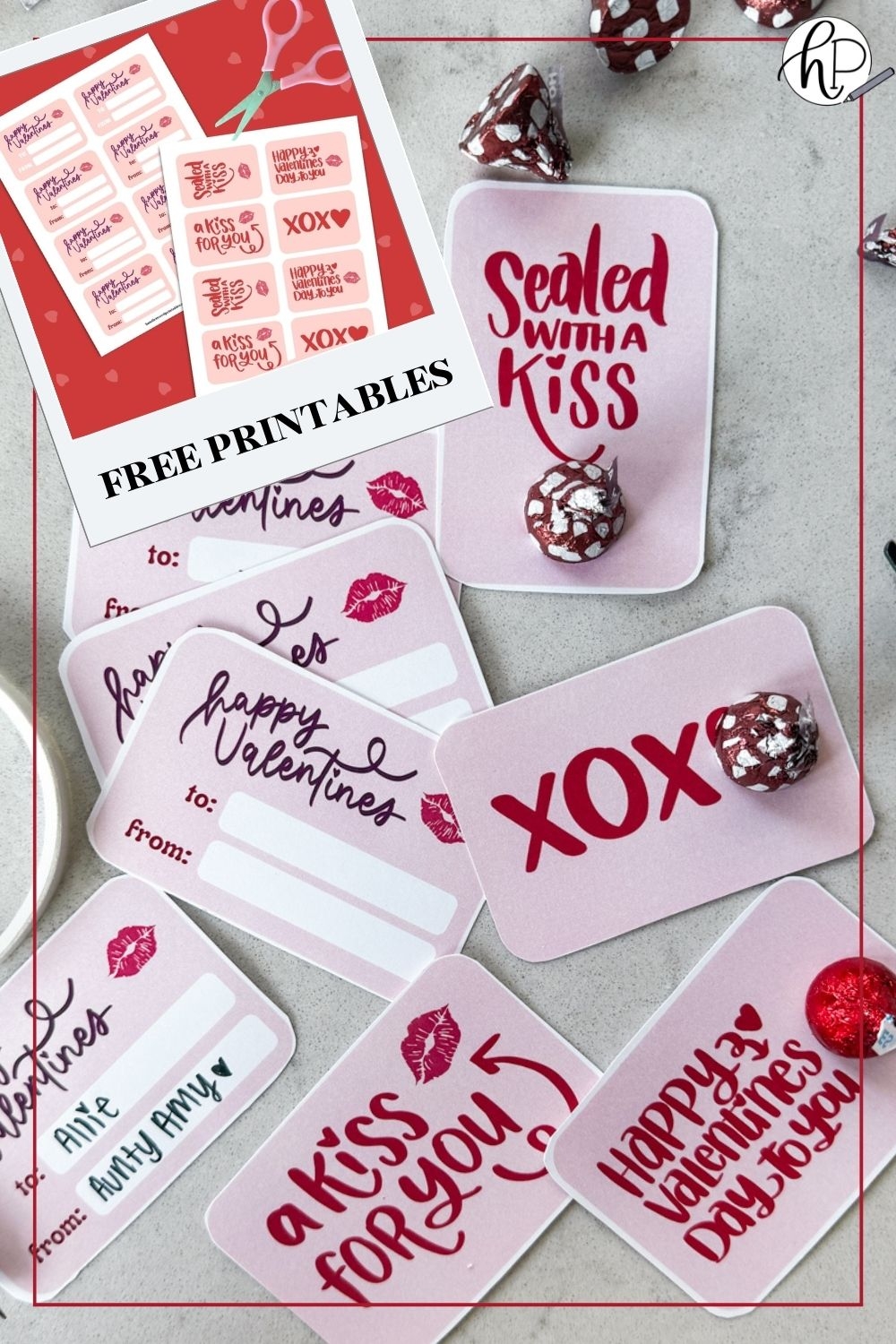Kisses Valentines Cards Free Printable Hand Lettered Printables
