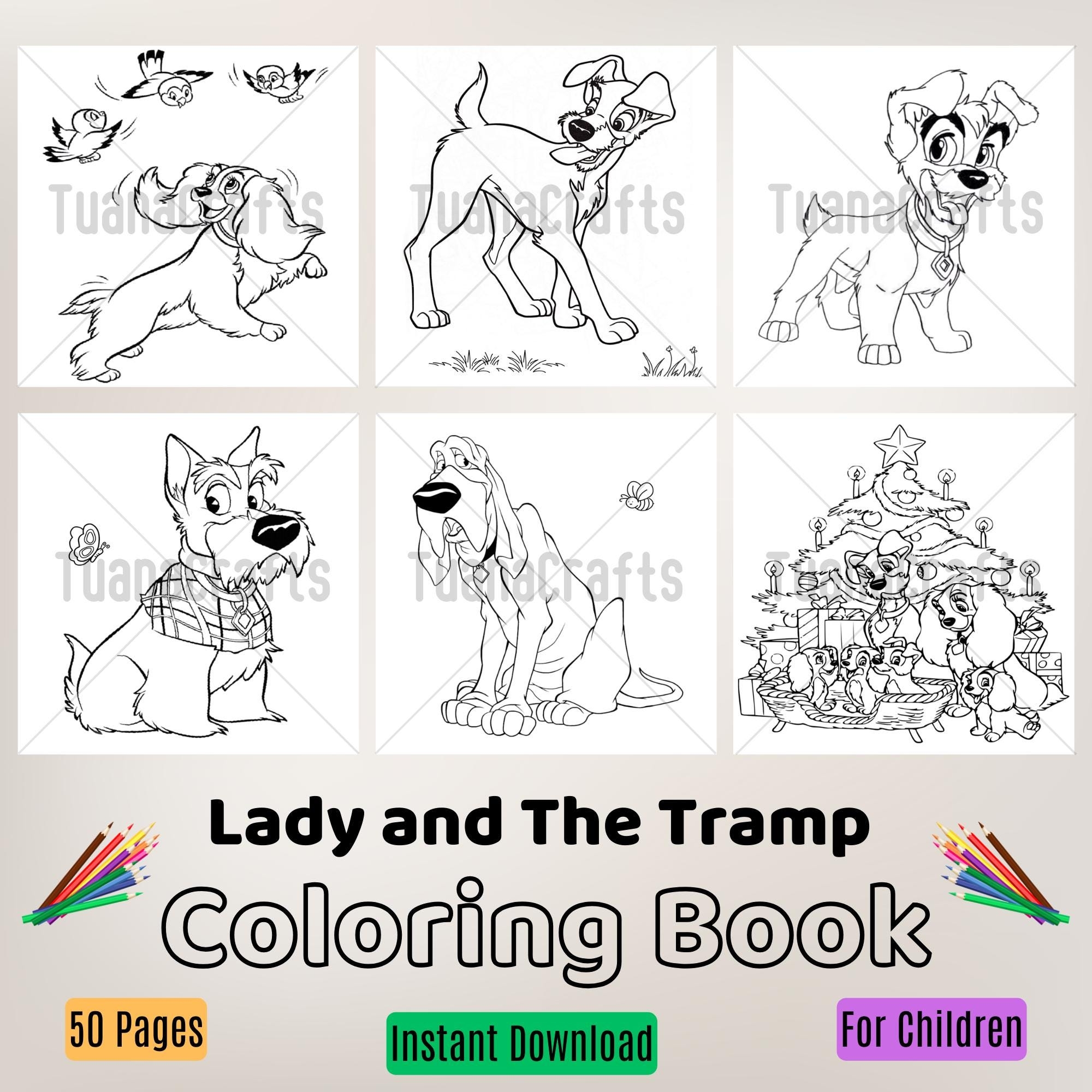 lady and the tramp coloring pictures