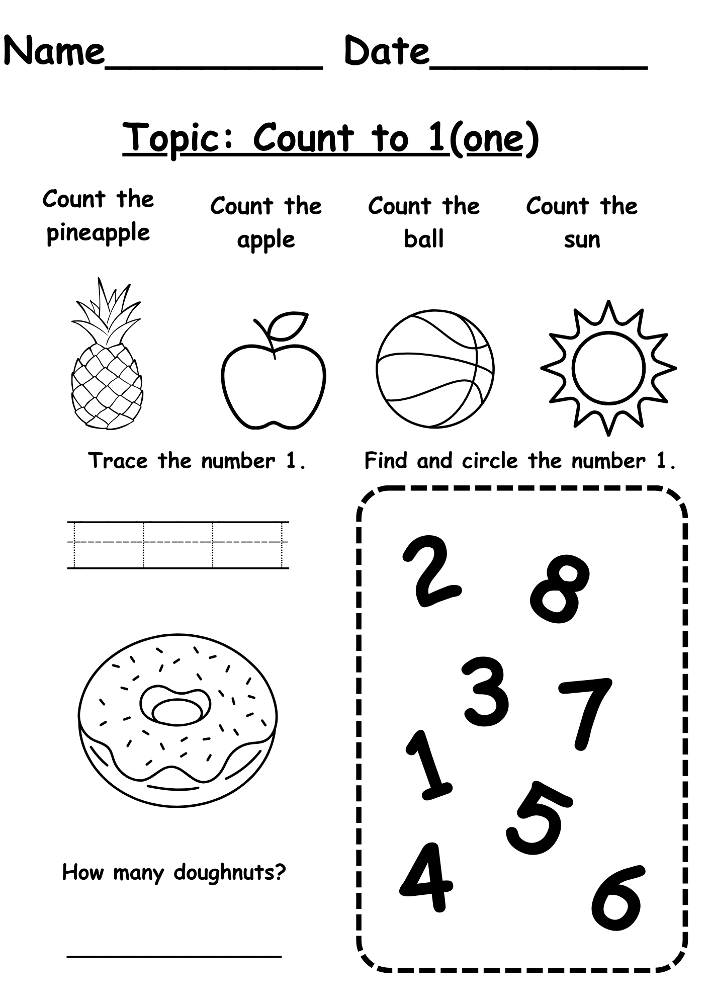 counting to ten worksheets